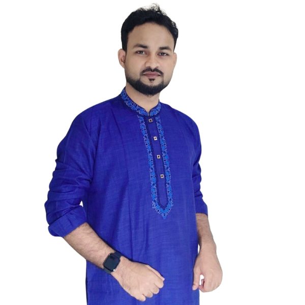 Blue Cotton Hand Loom Design Punjabi
